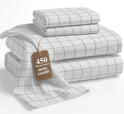 Vista 30 de LANE LINEN - Sábanas tamaño Queen, 450 hilos, 100% algodón, de satén, sábanas refrescantes, suaves y transpirables, con bolsillo profundo, 4 piezas