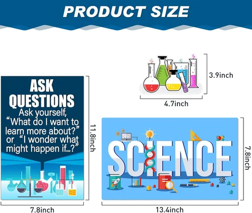 Vista 5 de Zonon Juego de 31 tablones de anuncios de ciencia, decoración de aula de ciencia, carteles de científicos, pancartas para decoración de pared