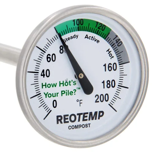 Termómetro REOTEMP, 20" de tallo, para compost de jardín, con instrucciones de compostaje
