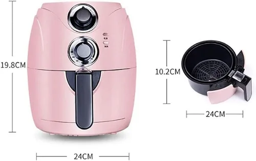 Vista 8 de Freidora de aire de 2.5 litros para el hogar, sin aceite, temporizador y control de temperatura, sin aceite, cesta antiadherente, piezas aptas
