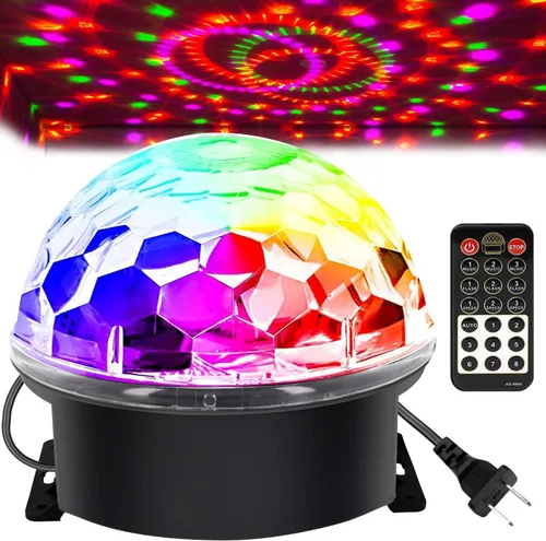 Vista 8 de memzuoix Paquete de 2 mini luces de bola de discoteca portátiles para fiesta, luz estroboscópica RGB DJ con control remoto y cable USB, luces