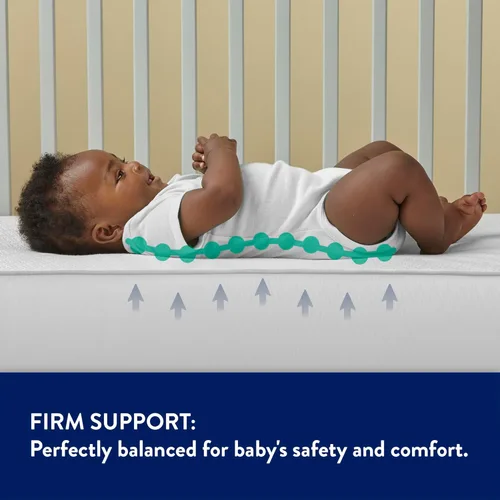 Vista 7 de Kolcraft BabyPedic Bubbie Colchón impermeable para cuna y cama infantil, bobinas extra firmes, comodidad aireada, no tóxico, certificado GREENGUARD