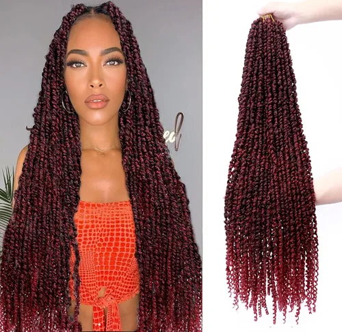 Vista 27 de Cabello Corto PassionTwist de 8 Pulgadas Cabello Pre-retorcido Passion Twists Cabello de Ganchillo Pre-enrollado Cabello Rizado de Ganchillo para 1b