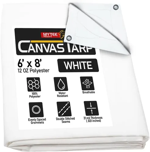 Vista 59 de Mytee Products Lona de lona marrón oscuro de 6 x 8 pies de 12 onzas, resistente al agua y transpirable, lonas resistentes, cubierta de lona