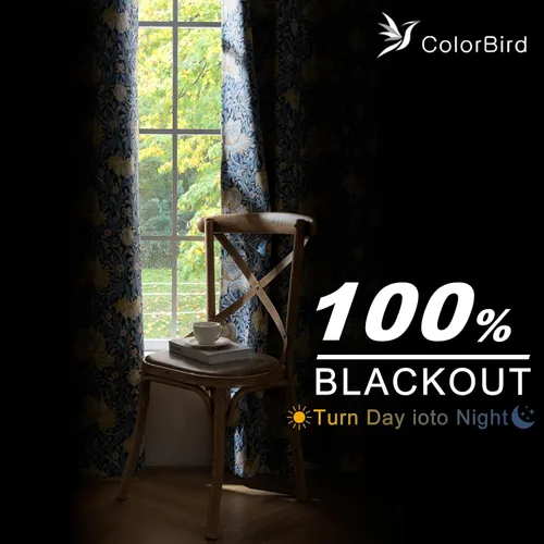 Vista 3 de ColorBird - Cortinas 100% florales opacas, paneles de cortina de ventana azules, 63 pulgadas de largo, para sala de estar, dormitorio