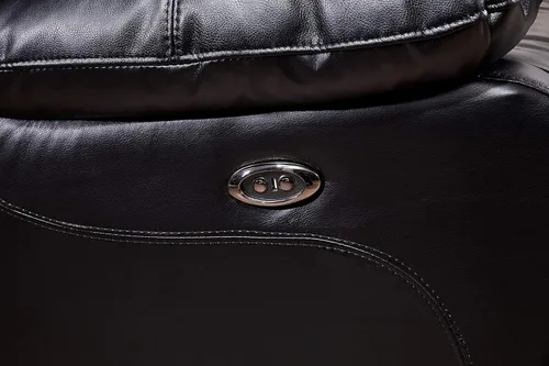 Vista 6 de Betsy Furniture Juego de sala de estar de cuero regenerado reclinable eléctrico (negro, sofá)