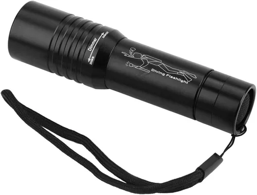 Vista 7 de Linterna subacuática LED, 1200LM T6 LED buceo fotografía luz de relleno con cordón, enfoque ajustable, iluminación submarina impermeable 50M