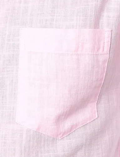 Vista 5 de ZEROYAA Camisas de algodón y lino de manga larga con botones y bolsillo para hombre