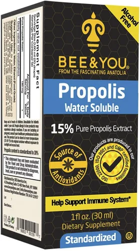 Vista 8 de BEE and You 15% Pure Propolis Water Soluble Extract - High Potency - Zero Sugar - Zero Calorie - Natural Immune Support&Sore Throat Relief