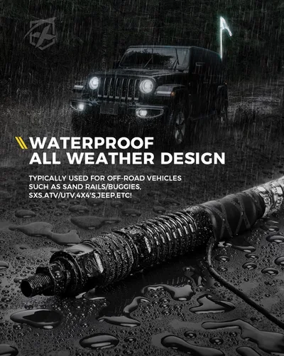 Vista 7 de Xprite 1 unidad de luz LED RGBW de 2 pies con base de resorte, luces de látigo con antena iluminada controladas por aplicación y control remoto