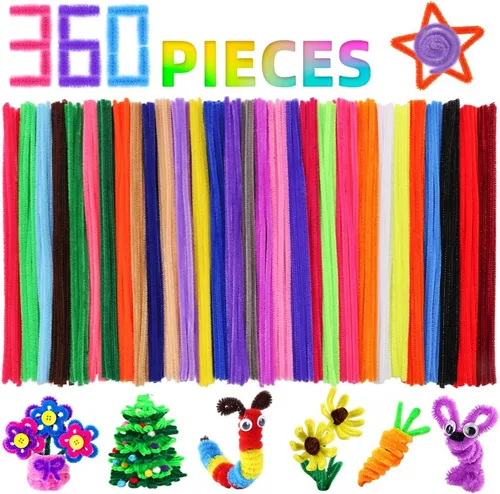 Limpiadores de Tubos Yalumo para Manualidades, 360 Piezas en 30 Colores Surtidos para Proyectos de Artesanías DIY, Decoraciones, 6mm x 32cm, Barras