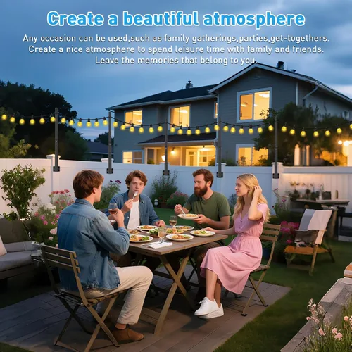 Vista 2 de AILBTON Paquete de 4 Postes de Suspensión para Luces de Cadena Exteriores para Colgar Luces de Cadena Exteriores, con Clip y Soporte, Soporte