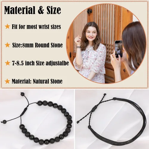 Vista 70 de LPBeads Pulsera de piedra natural hecha a mano de tamaño ajustable