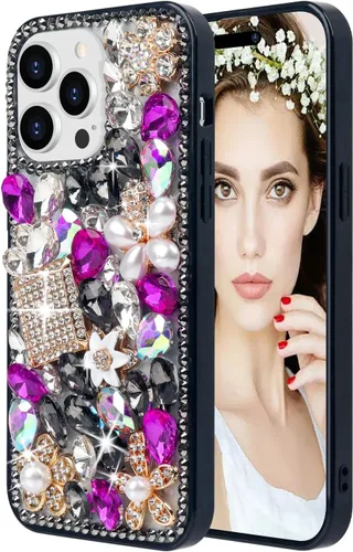 Vista 17 de Losin Compatible con iPhone 13 Funda Bling con Diamantes, Carcasa Brillante con Diamantes de Imitación y Cristales para Mujeres y Niñas, Moda