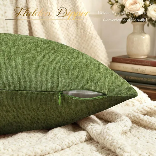 Vista 41 de BRAWARM Fundas de almohada 40x40 cm - Paquete de 2 fundas de almohada de chenilla negra, fundas de almohada de chenilla suave teñida sólida