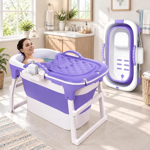 41'' Portable Bathtub with Seat for Adults, Foldable Bath Tub for Shower C