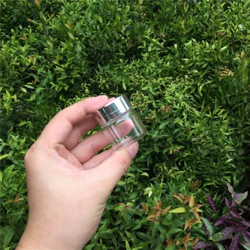 Vista 5 de Frascos vacíos de 0.7 fl oz Almacenamiento de botellas de vidrio con tapa de rosca de aluminio Tapa de metal plateado 6