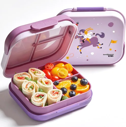 Vista 9 de Bentoheaven Lonchera Bento prémium para niños, 9 diseños, a prueba de fugas, 3-4 compartimentos, divisor, tamaño ideal de 30 onzas, apta para Rosa