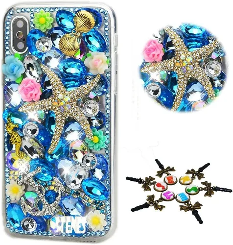 Vista 8 de Sparkle Case compatible con Samsung Galaxy Z Flip 2 5G - Elegante - Funda 3D hecha a mano con corona de flores y luna con diamantes de imitación