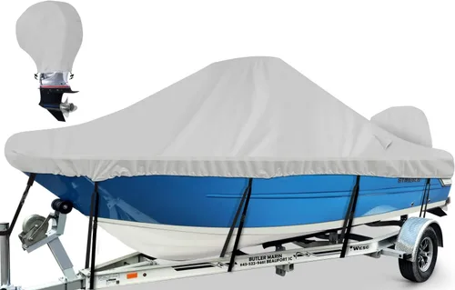 Vista 9 de Cubierta impermeable para consola central de barco de 16 a 18 pies, lona de poliéster de grado marino 1300D resistente de 16 pies 17 pies y 18 pies