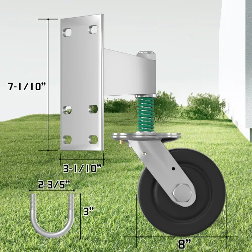 Vista 2 de Rueda de puerta con capacidad de 1650 libras para columpio de tubo de metal y puertas de madera, rueda de nailon resistente de 8 pulgadas, giratoria