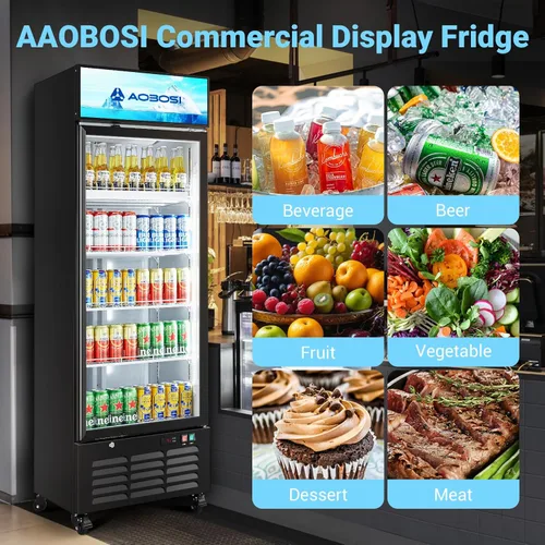 Vista 8 de AAOBOSI Refrigerador comercial comercial, refrigerador de pantalla de puerta de vidrio de 17.1 pies cúbicos, refrigerador vertical para bebidas