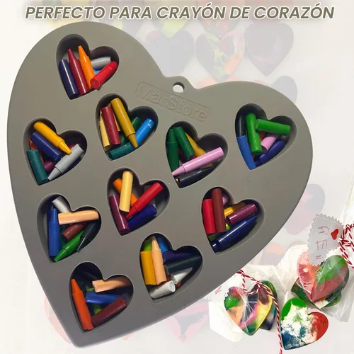 Vista 4 de Moldes de silicona con forma de corazón para hornear, moldes grandes de 2 pulgadas, 10 cavidades adecuadas para moldes de cubitos de hielo, molde