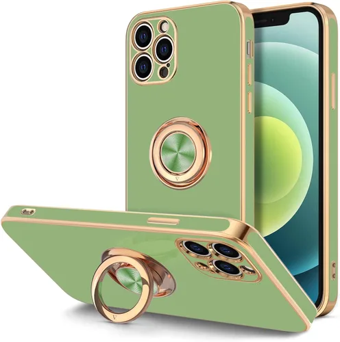 Vista 11 de Hython Funda para iPhone 12 Pro Max con soporte de anillo [soporte de anillo giratorio de 360° con soporte magnético] [forro de microfibra suave]