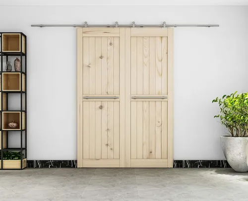 Vista 7 de DIYHD Kit de riel de acero inoxidable cepillado con cierre suave integrado de 6 pies para puerta de granero de estudio