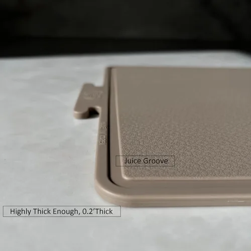 Vista 6 de Tabla de Cortar de Silicona Gruesa de Doble Cara Utilizable Hecha en Corea 14.3" x 5.7" Diseño Plegable Ranura para Goteo Mango con Agarre Apta