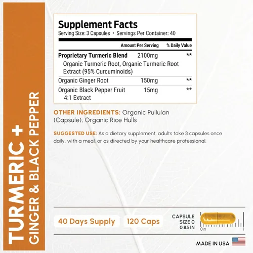 Vista 4 de Suplemento de cúrcuma extra fuerte de 2265 mg – Suplemento de curcumina de cúrcuma con pimienta negra BioPerine – Suplementos tuméricos