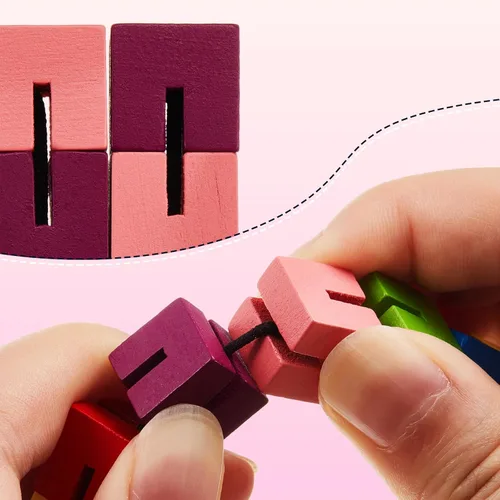 Vista 3 de 6 piezas de juguetes de madera para ansiedad, cubos de bloques giratorios, rompecabezas sensoriales, cubos para adolescentes, recuerdos de fiesta