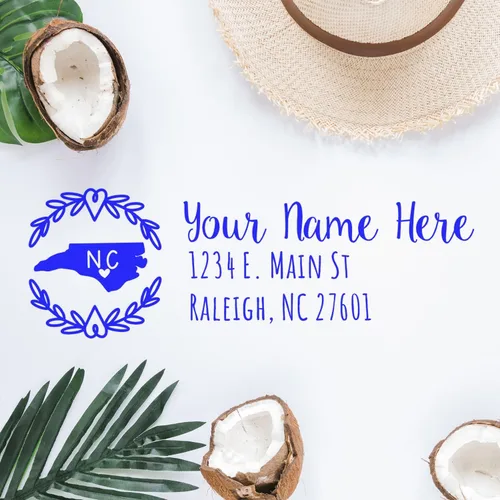 Vista 58 de Alabama Address Stamp, Alabama State Wreath Stamp, Custom Hand Imprint for Home, Office, Crafting, Mail, Weddings, Housewarming, and Residents