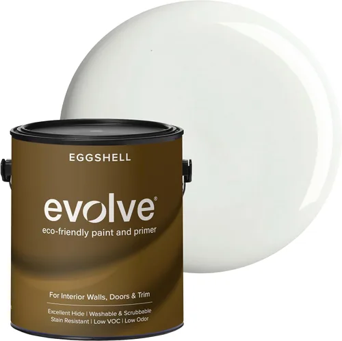 Vista 88 de EVOLVE Pintura e imprimación para interiores, cáscara de huevo (blanco alabastro), 1 galón, cobertura de una capa, excelente oculto, bajo contenido