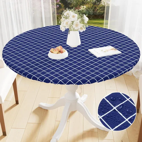 Vista 292 de Mantel rectangular, manteles de plástico elásticos ajustables con parte trasera de franela para mesas de 4 pies, manteles de vinilo impermeables