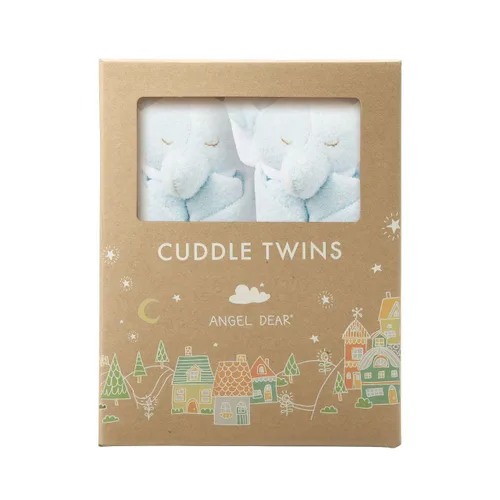 Set de muñecos para abrazar Angel Dear, Cuddle Twins., Azul Elephant