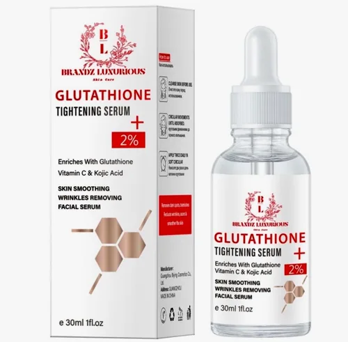 Brandz Luxurious Skincare Glutathione Tightening Serum with Vitamin C and Kojic Acid, Skin Smoothing, 1 fl oz