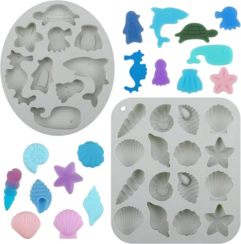 Vista 12 de Beasea Molde grande para cola de sirena, 1 paquete de silicona para fondant de cola de sirena para decoración de pasteles de azúcar de chocolate
