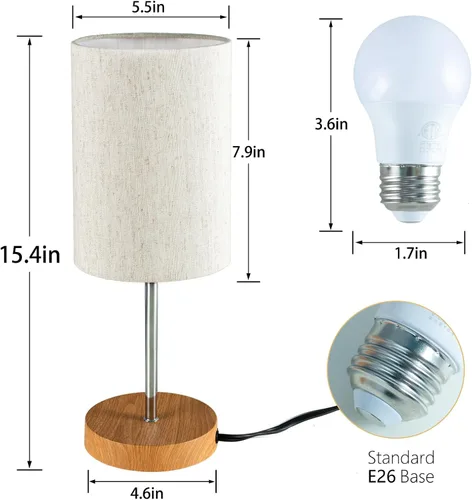 Vista 2 de Paquete de 2 lámparas de mesa pequeñas, lámparas de noche para mesita de noche con interruptor de cable, lámpara de escritorio moderna minimalista