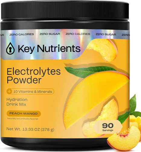 Vista 11 de KEY NUTRIENTS Electrolitos multivitamínicos en polvo sin azúcar - Polvo de electrolitos de naranja ácida - Suplemento de resistencia y energía