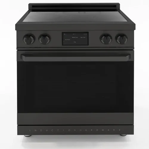 Rango de inducción profesional de 30 pulgadas con horno de convección, freír al aire, estufa eléctrica de 4 quemadores, piedra para pizza, acero