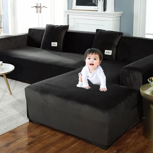 Vista 12 de Funda elástica para sofá en forma de L para sofá seccional, fundas de sofá para perros, mascotas, niños, fundas protectoras de muebles para sofá