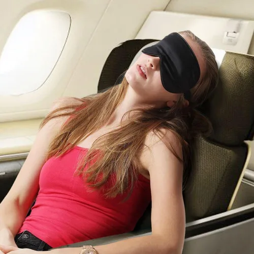 Vista 4 de Silk Sleep Mask, Adjustable Soft Eye Cover for Comfortable Sleep & Naps, Pressure-Free, Machine Washable - Black