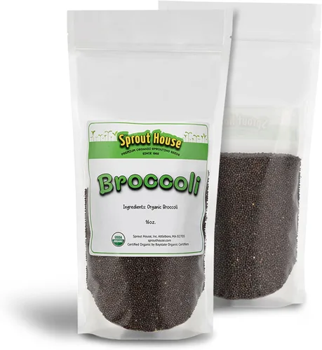 Vista 3 de Semillas para sembrar de brócoli The Sprout House, orgánicas certificadas, no transgénicas, 1 libra