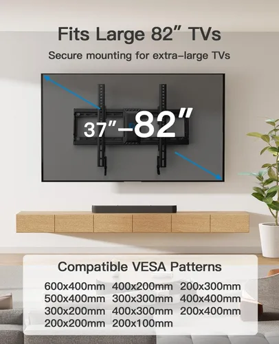 Vista 2 de Pipishell PILT9 - Soporte de pared inclinable para televisores planos o curvos de 37 a 82 pulgadas de hasta 132 libras, VESA máximo de 23.622 x