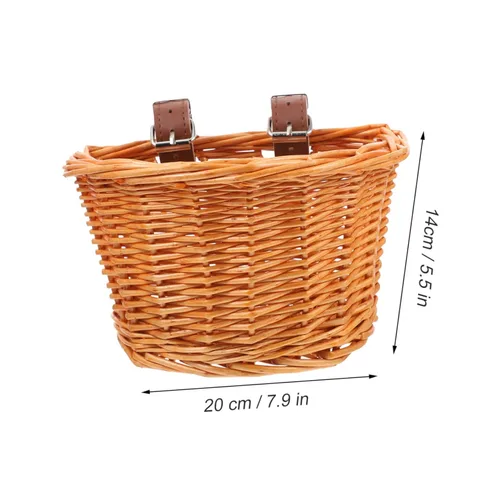 Vista 8 de INOOMP Small Bike Basket Detachable Handmade Front Handlebar Storage for Boy Girl Natural Willow Material for Outdoor Cycling and Daily Use