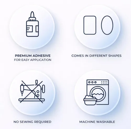 Vista 6 de Johnson & Smith Parches para planchar – Parche para planchar de 12 piezas para reparación de ropa, pantalones – Parches de tela adhesiva en formas