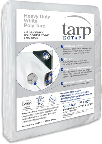 Vista 15 de Kotap TGS-0608 - Lona de polietileno reversible de 8 mil con protección UV, 6 pies X 8 pies, verde-plata