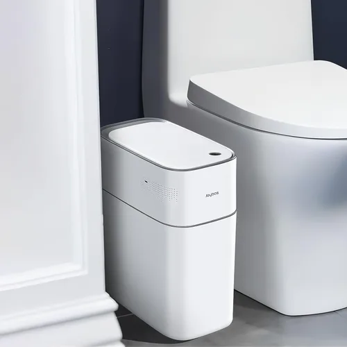 Vista 2 de JOYBOS Paquete de 2 cubos de basura con sensor para baño con tapa