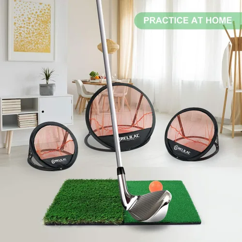 Vista 5 de RELILAC Juego de red de práctica de astillado de golf emergente, accesorios de objetivo de golf para interiores y exteriores, mejora tu juego corto